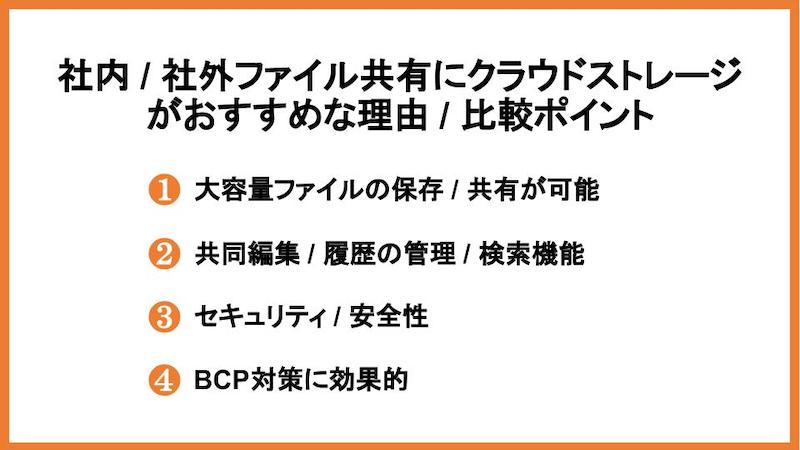 社内・社外ファイル共有にクラウドストレージがおすすめな理由 / 比較ポイント